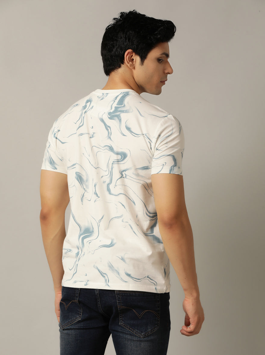 White Printed Slim Fit T-Shirt | pehervi