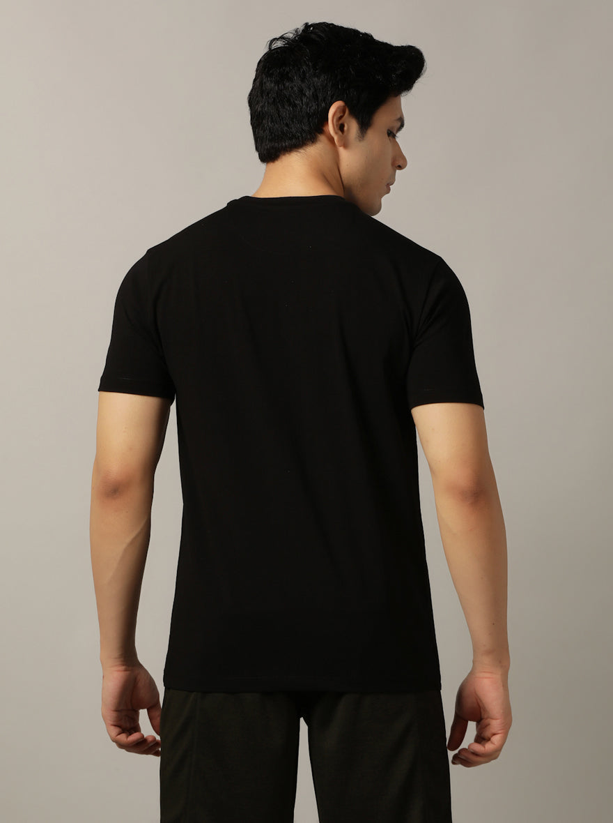 Black Printed Slim Fit T-Shirt | pehervi