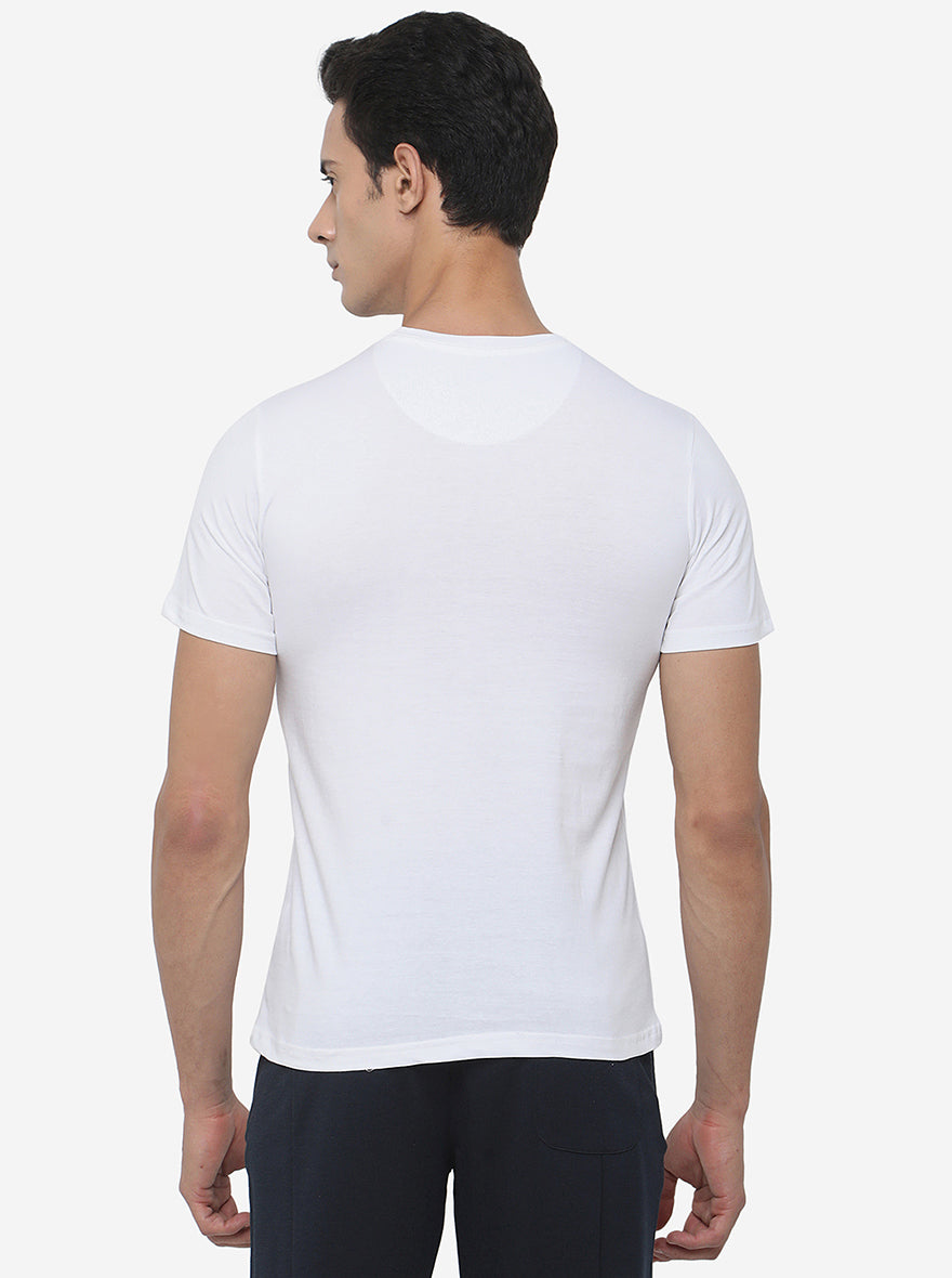 White Solid Slim Fit T-Shirt | pehervi