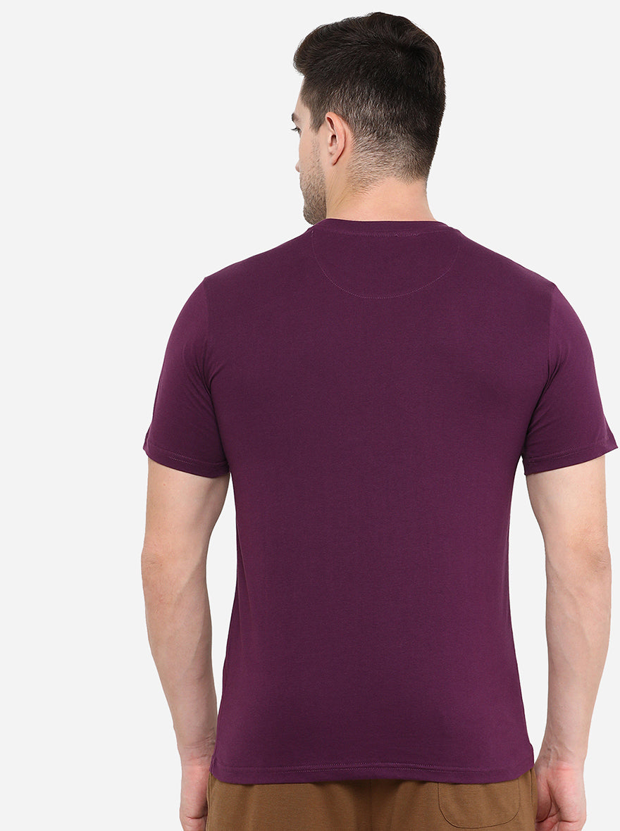 Deep Purple Solid Slim Fit T-Shirt | pehervi
