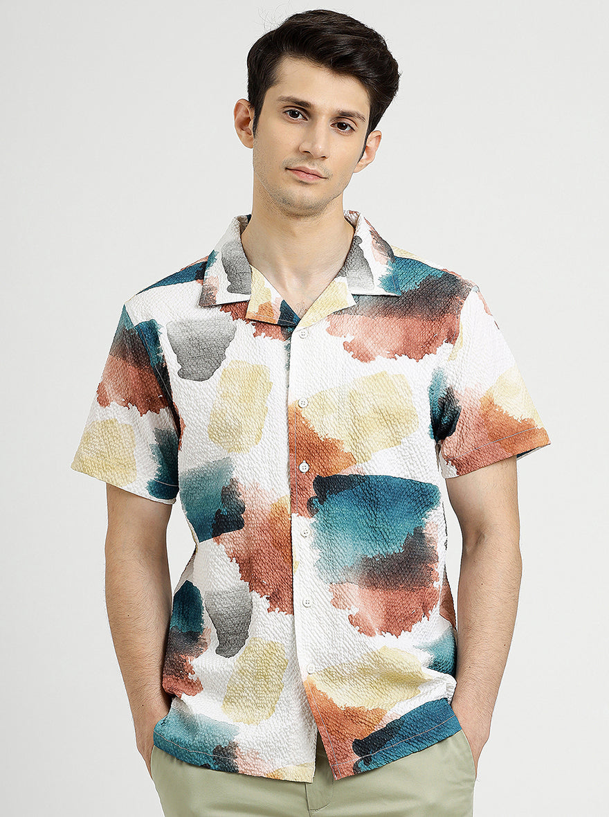 Multi Printed Slim Fit Casual Shirt | pehervi