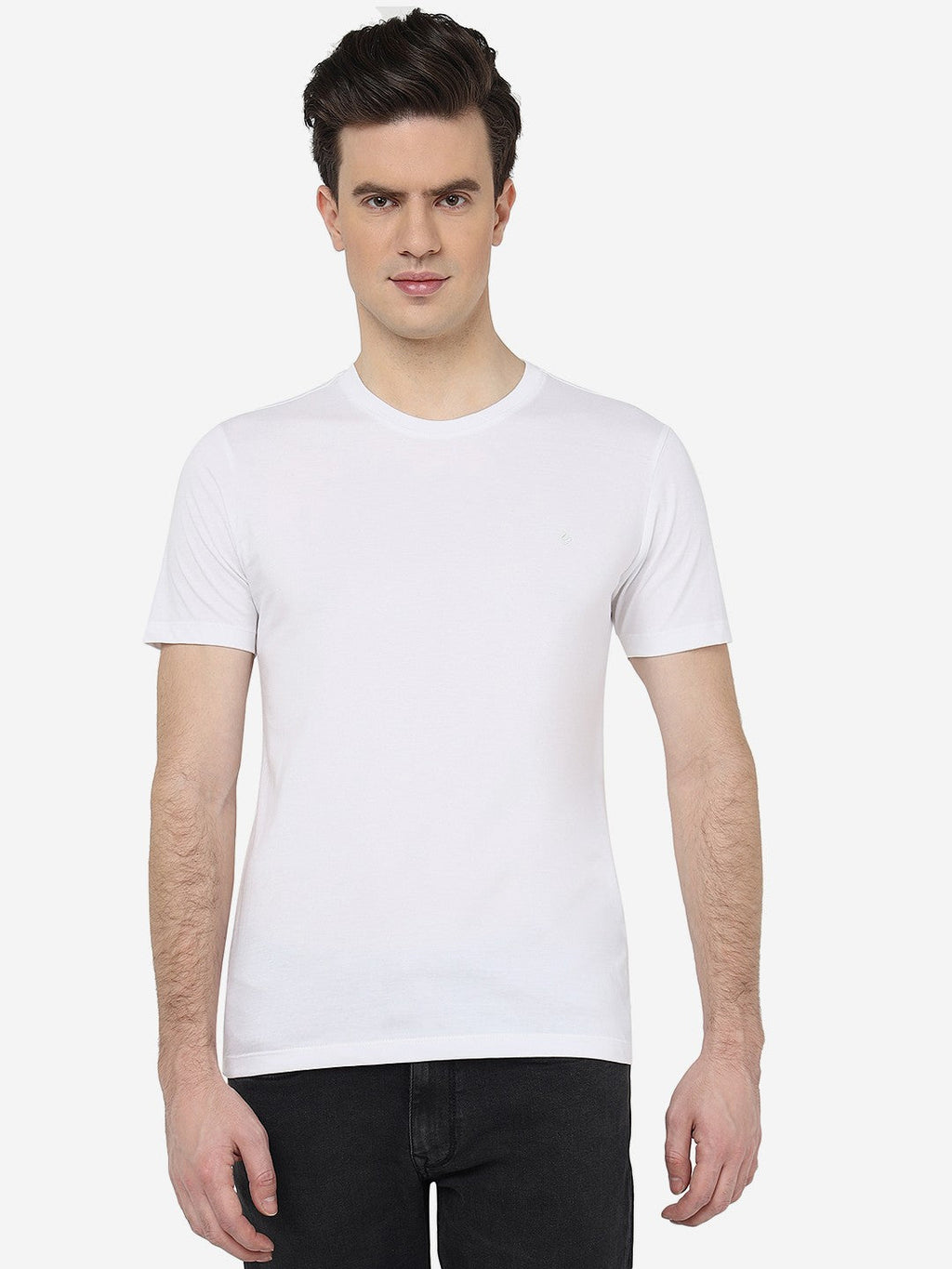 White Solid Slim Fit T-Shirt | pehervi