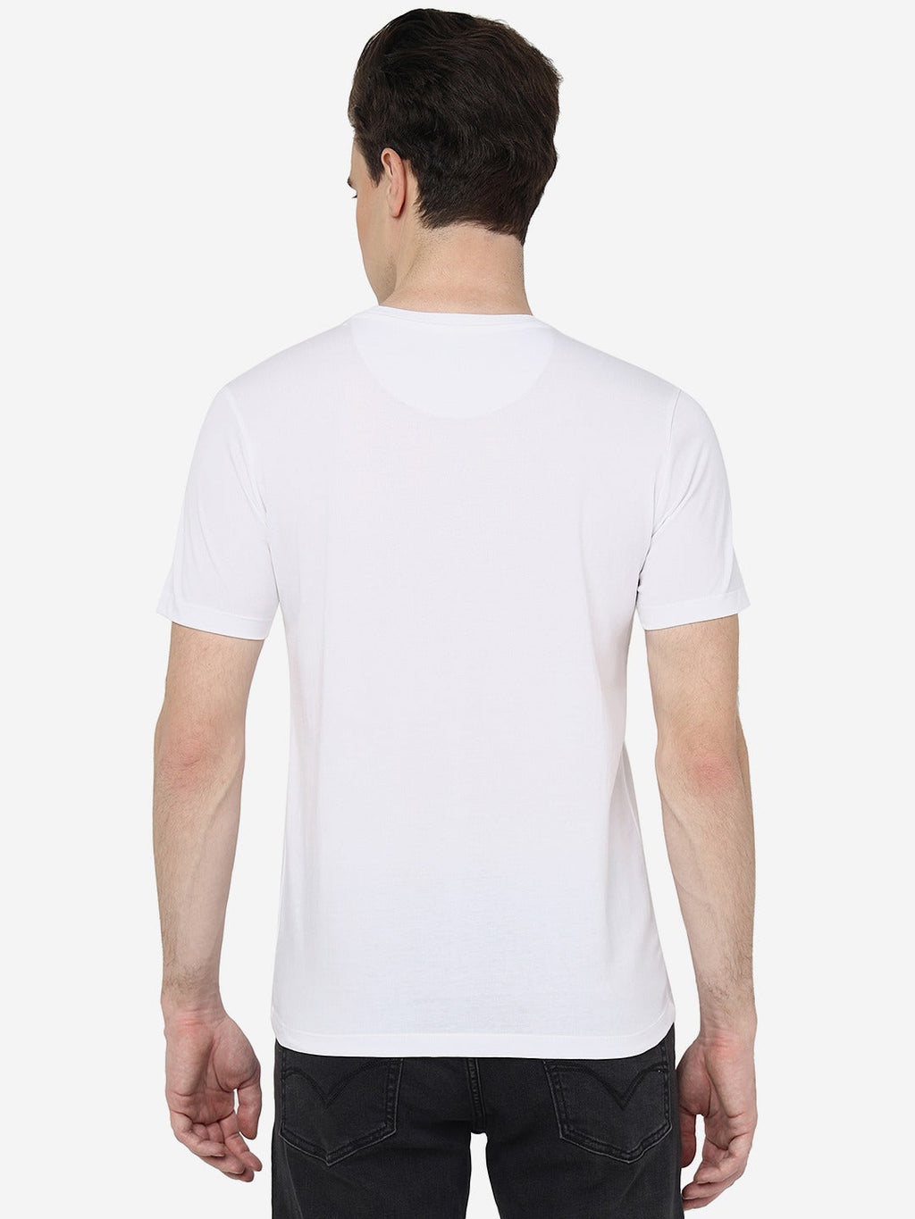 White Solid Slim Fit T-Shirt | pehervi