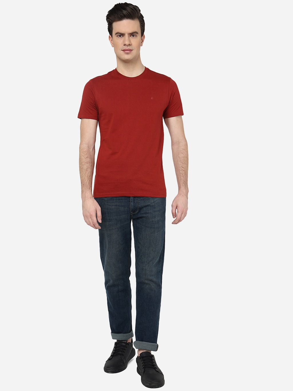 Red Solid Slim Fit T-Shirt | pehervi
