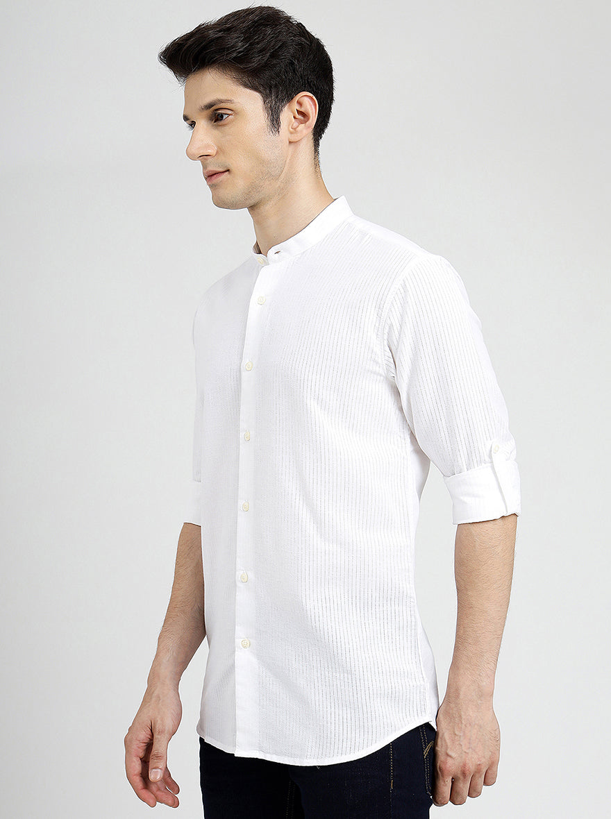 White Solid Slim Fit Casual Shirt | pehervi