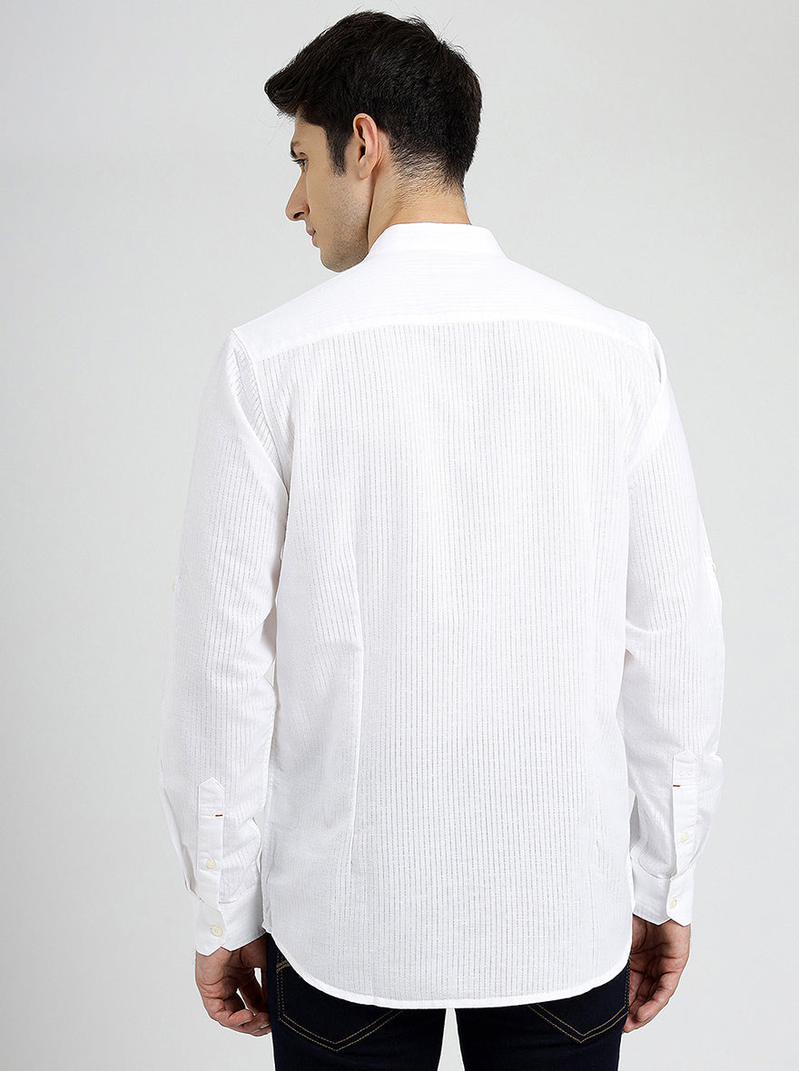 White Solid Slim Fit Casual Shirt | pehervi