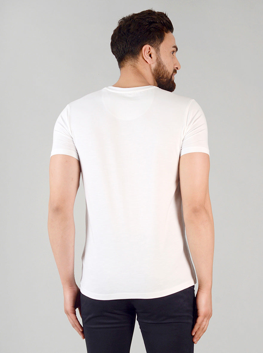 Bright White Printed Slim Fit T-shirt | pehervi