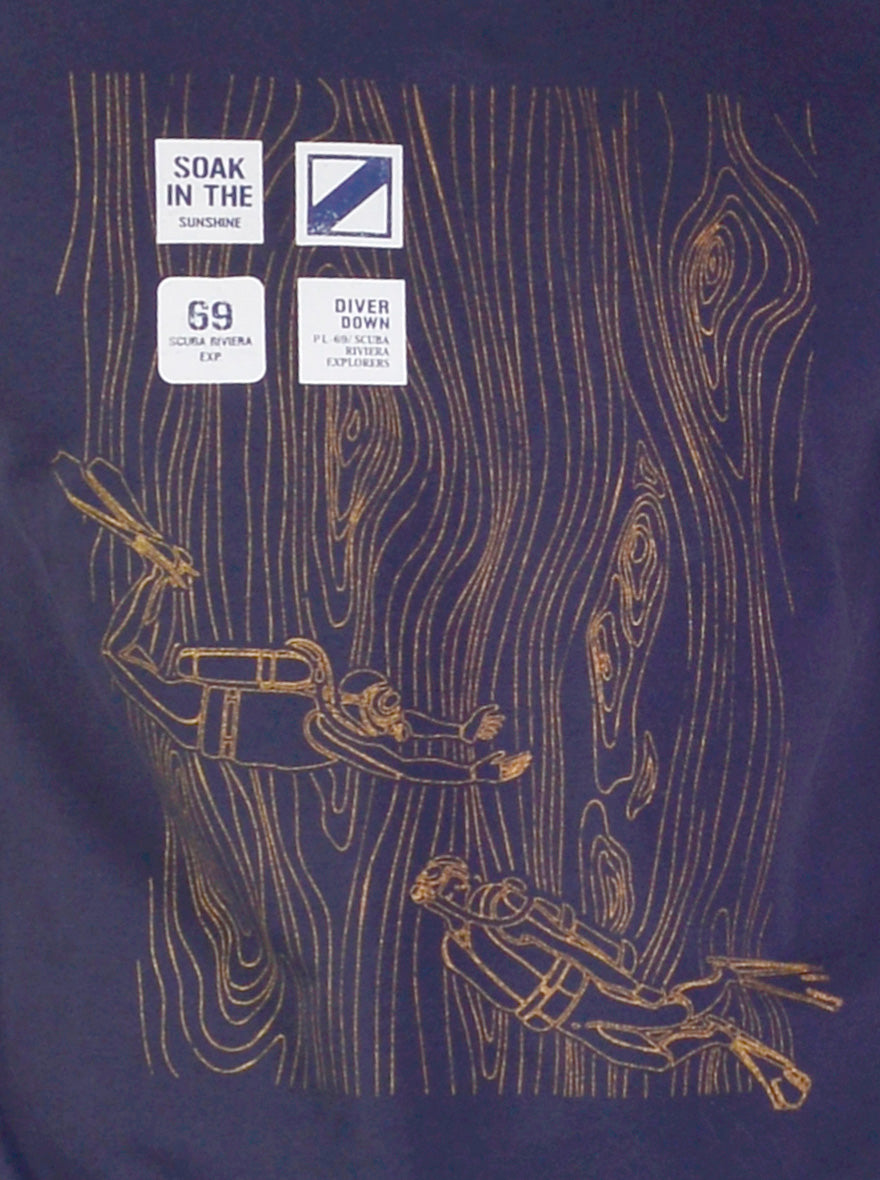 Deep Blue Printed Slim Fit T-shirt | pehervi