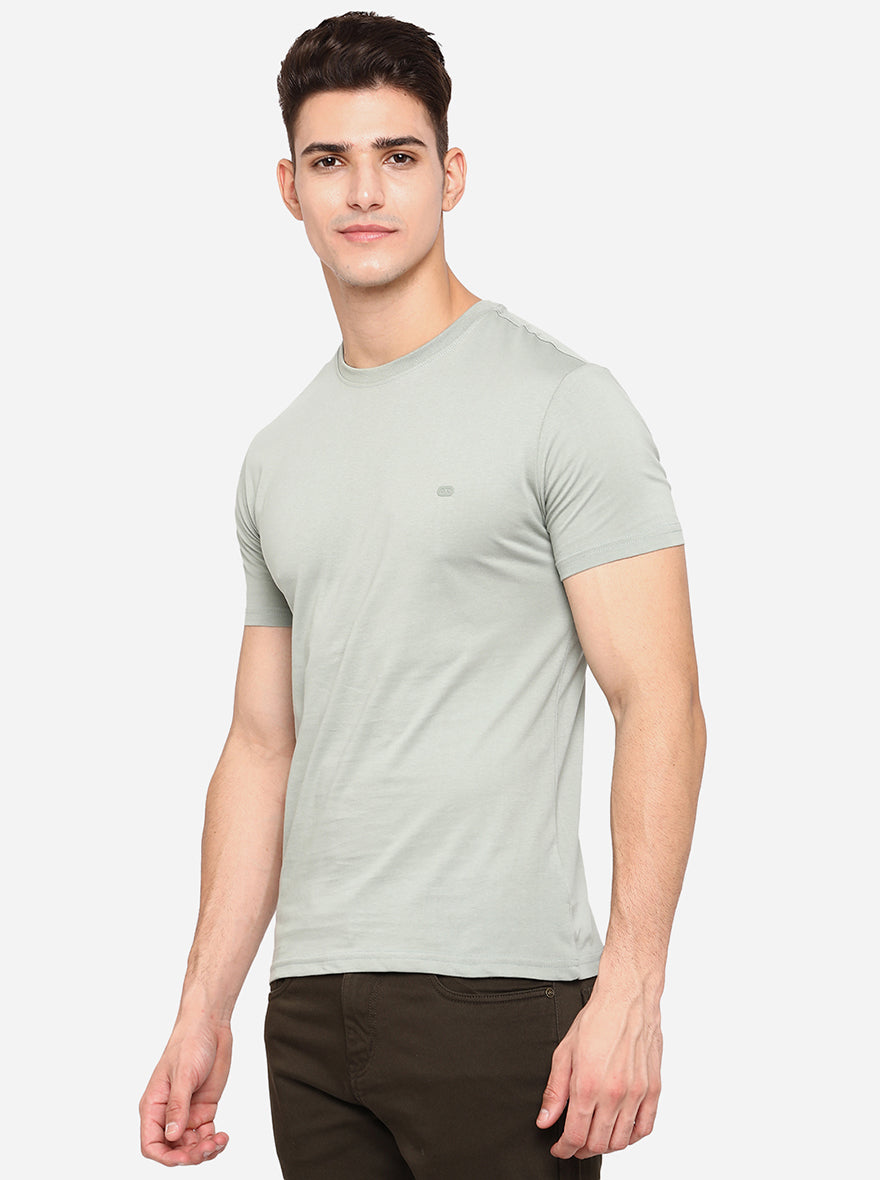 Tint Green Solid Slim Fit T-Shirt | pehervi
