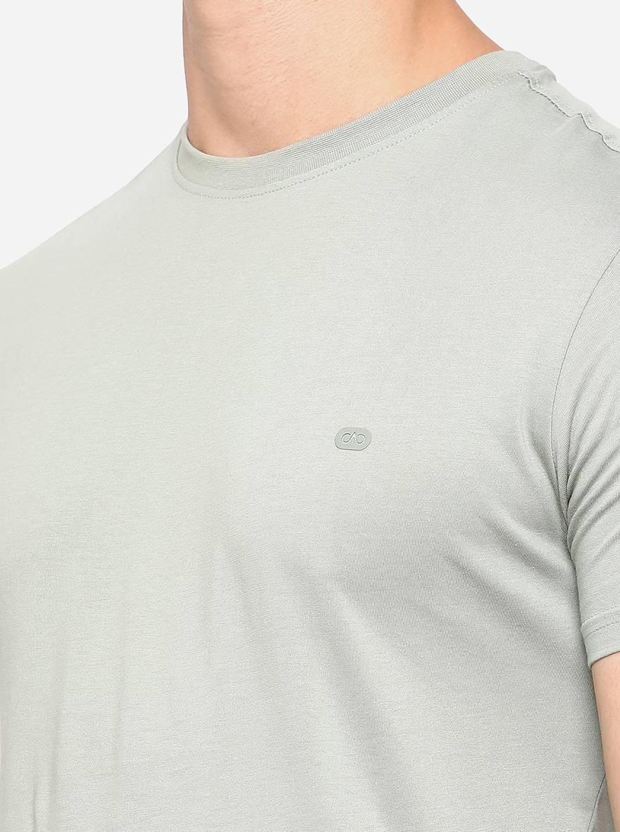 Tint Green Solid Slim Fit T-Shirt | pehervi