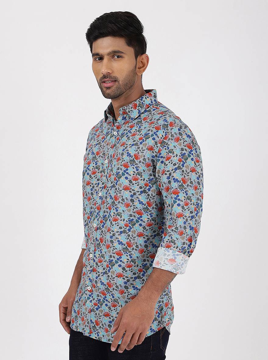 Multicolor Printed Slim Fit Casual Shirt | pehervi