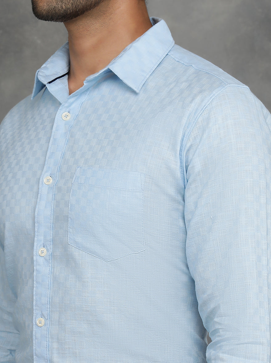 Light Blue Solid Slim Fit Casual Shirt | pehervi