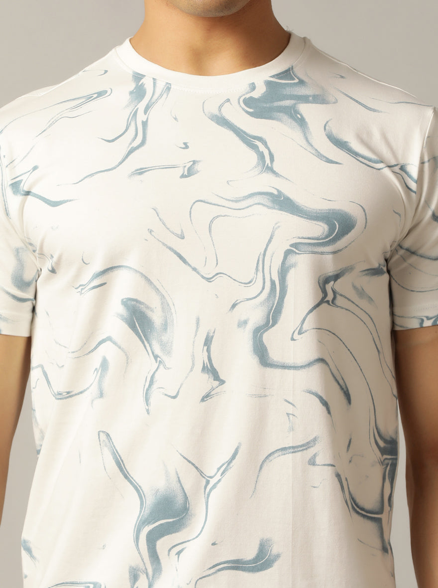 White Printed Slim Fit T-Shirt | pehervi