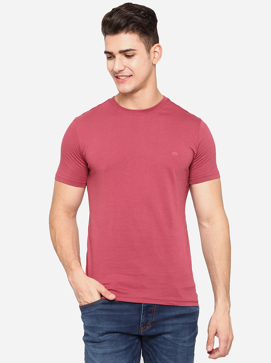 Mineral Red Solid Slim Fit T-Shirt | pehervi