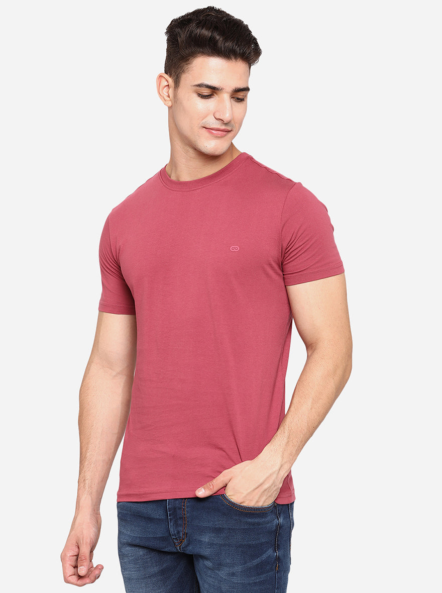 Mineral Red Solid Slim Fit T-Shirt | pehervi