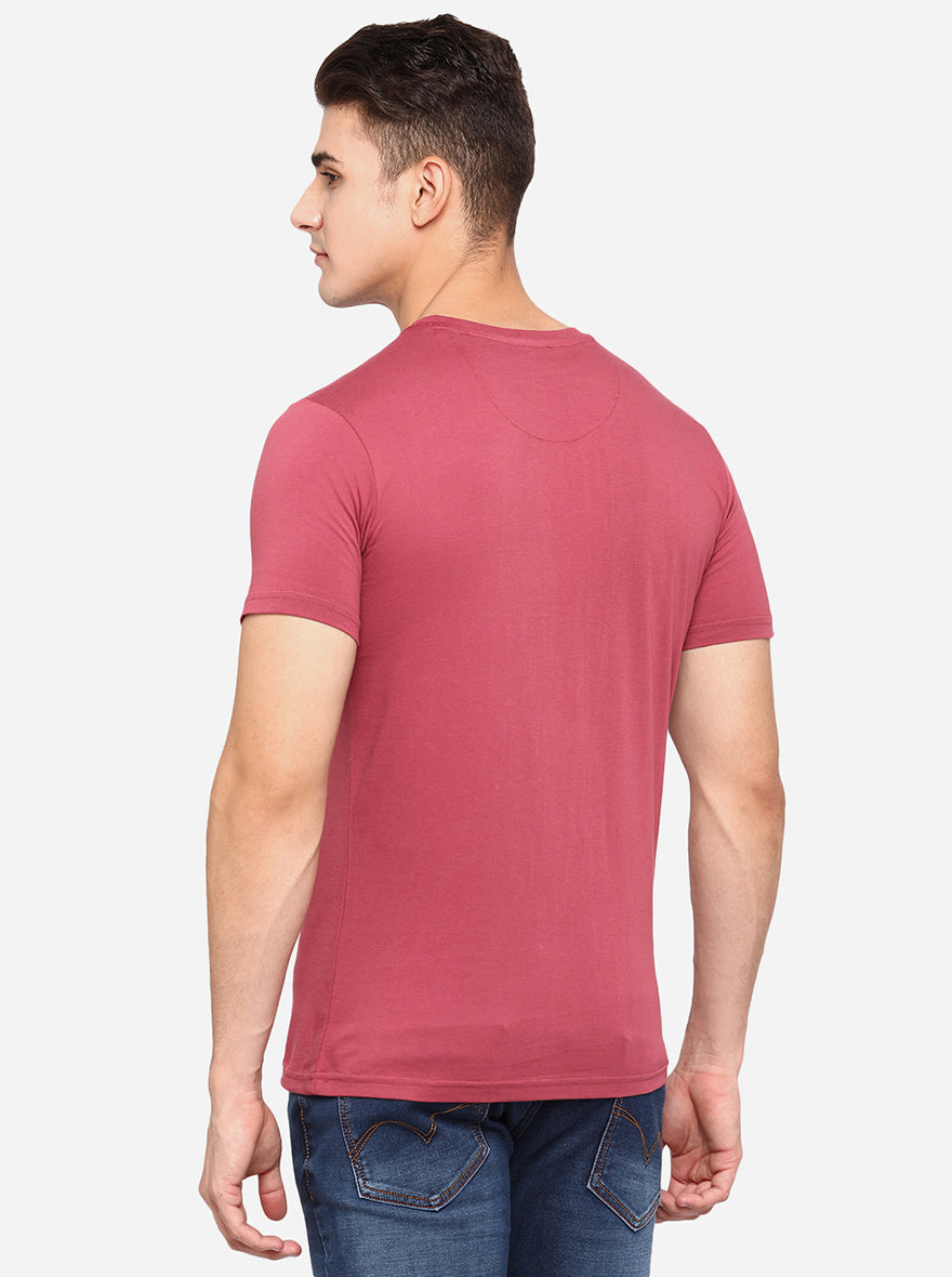 Mineral Red Solid Slim Fit T-Shirt | pehervi