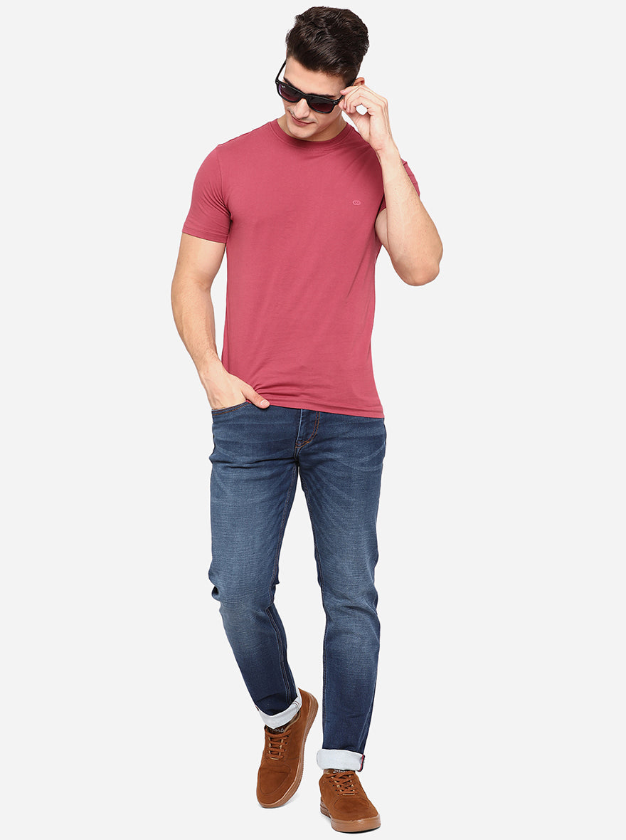 Mineral Red Solid Slim Fit T-Shirt | pehervi