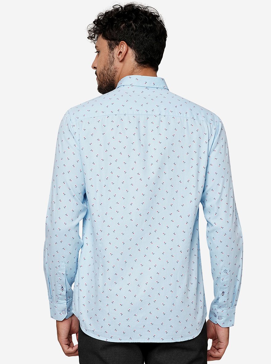 Blue Printed Smart Fit Semi Casual Shirt | Pehervi