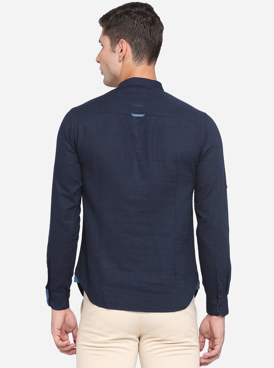 Dress Blue Solid Slim Fit Short Kurta | Pehervi