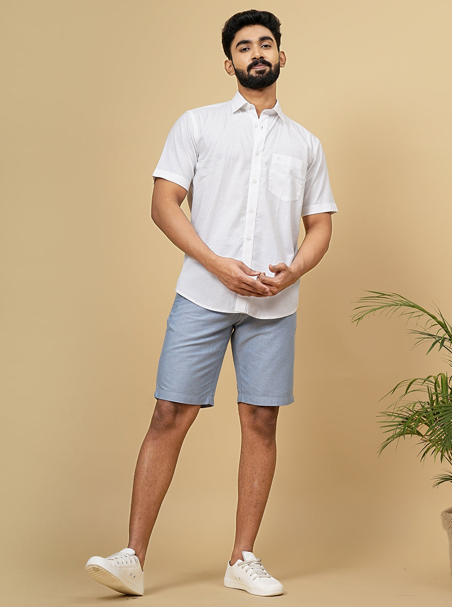 White Solid Smart Fit Semi Casual Shirt | Pehervi
