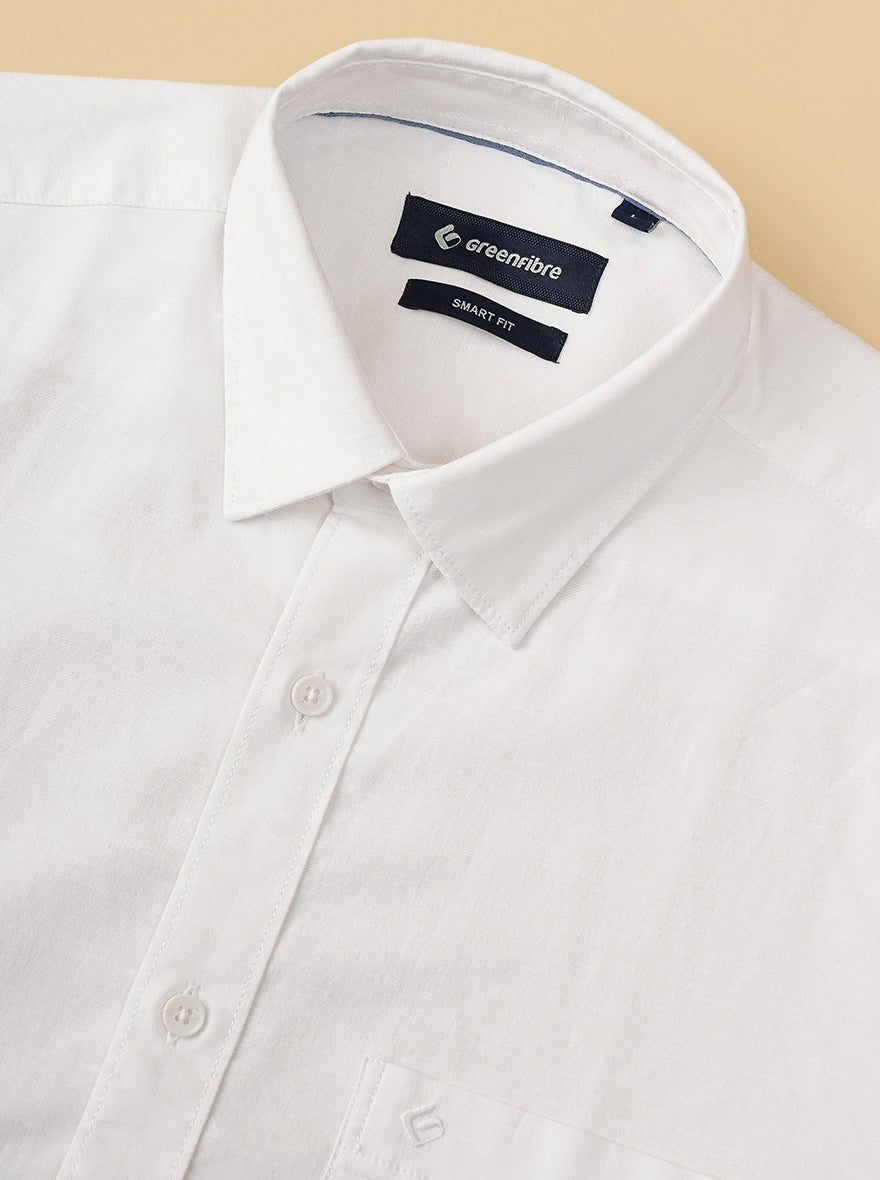 White Solid Smart Fit Semi Casual Shirt | Pehervi