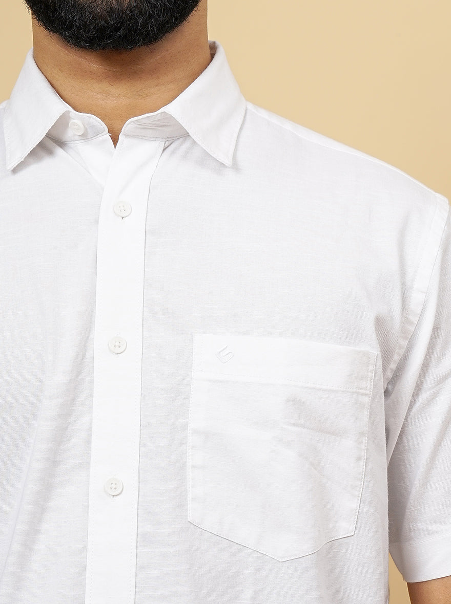 White Solid Smart Fit Semi Casual Shirt | Pehervi