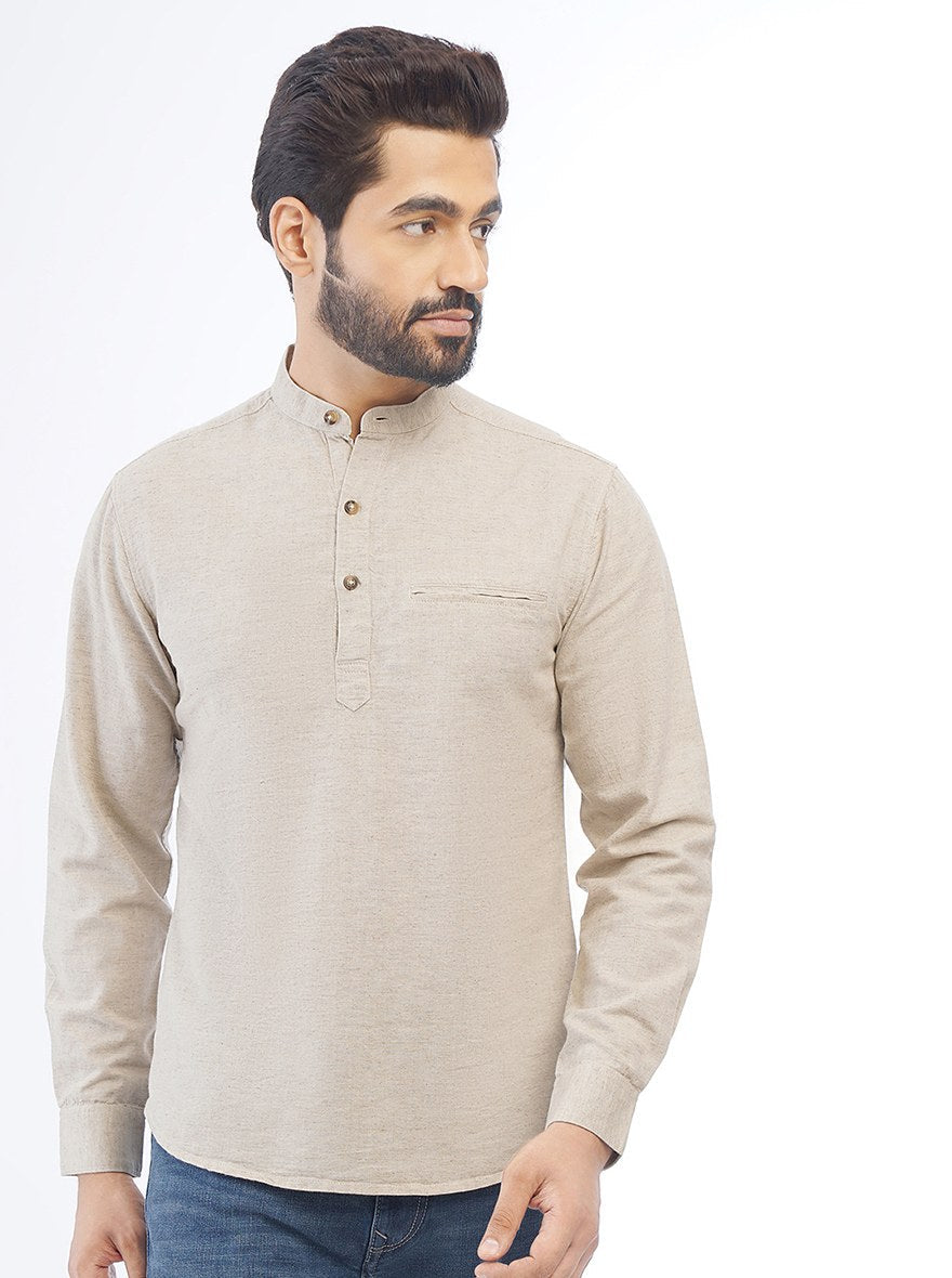 Khaki Solid Slim Fit Casual Shirt | pehervi