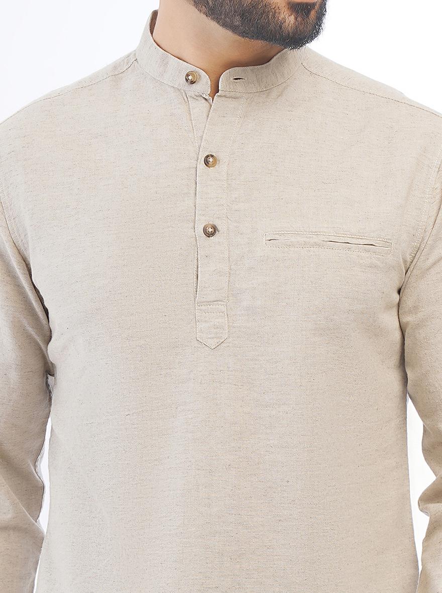 Khaki Solid Slim Fit Casual Shirt | pehervi