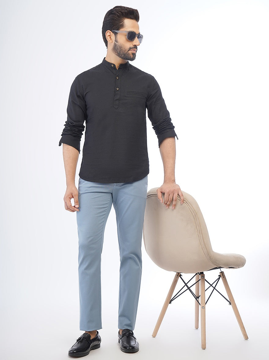 Black Solid Slim Fit Casual Shirt | pehervi