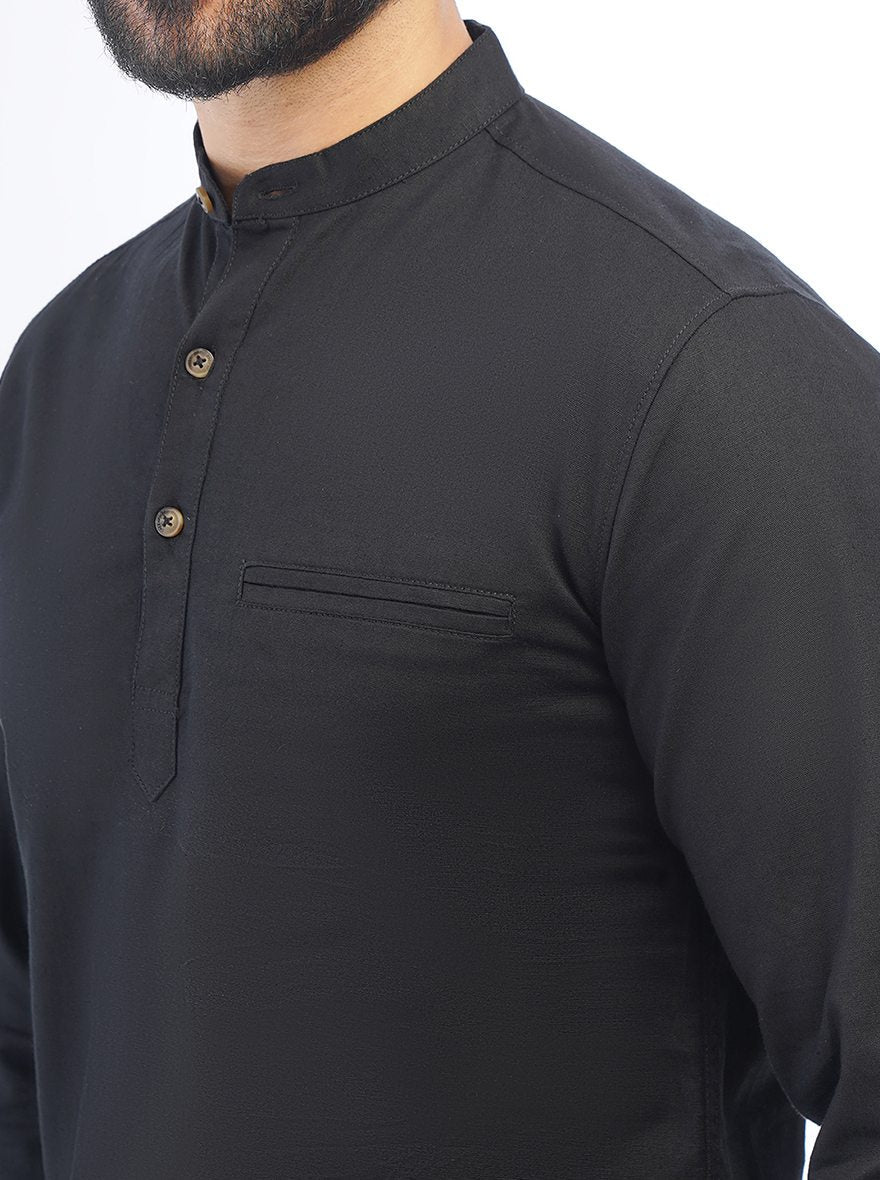 Black Solid Slim Fit Casual Shirt | pehervi