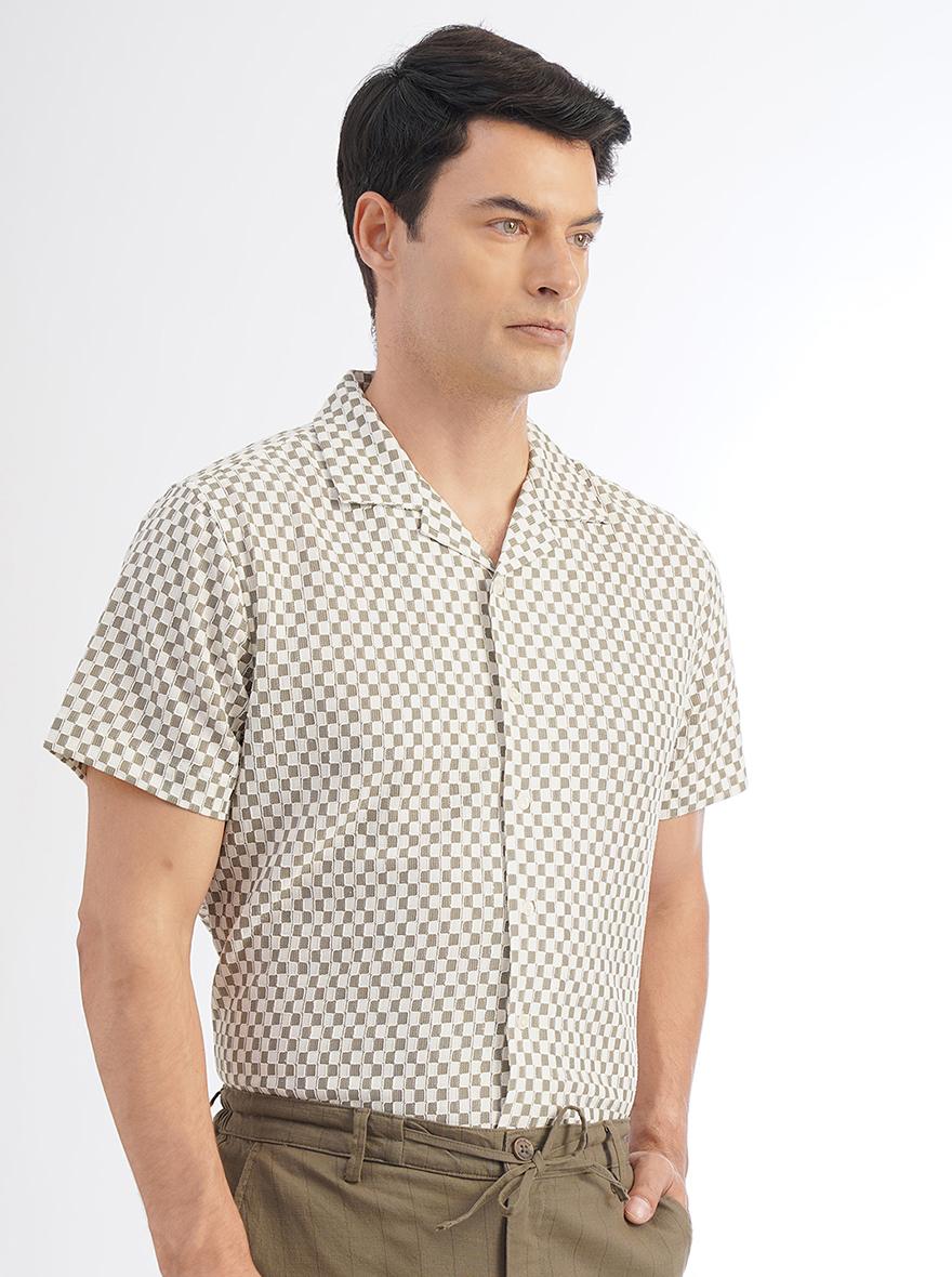 Grey Striped Slim Fit Casual Shirt | pehervi