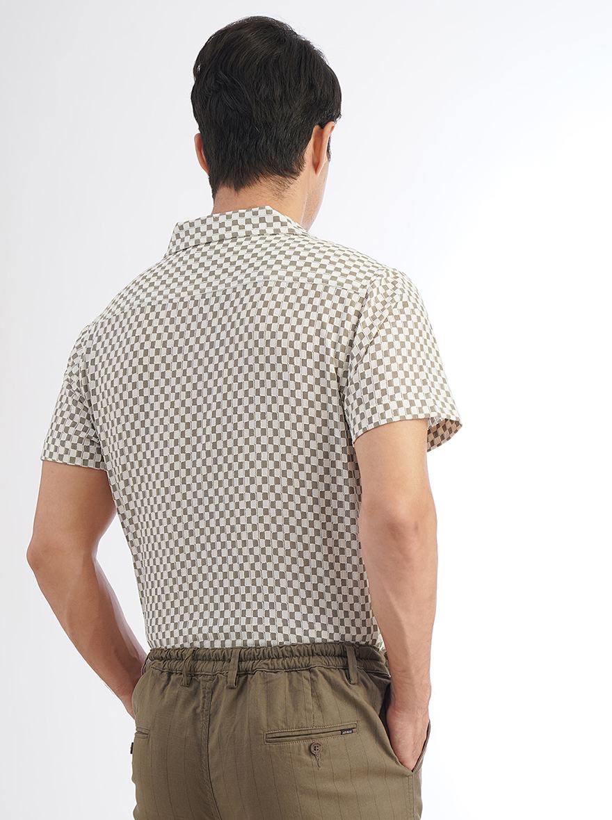 Grey Striped Slim Fit Casual Shirt | pehervi