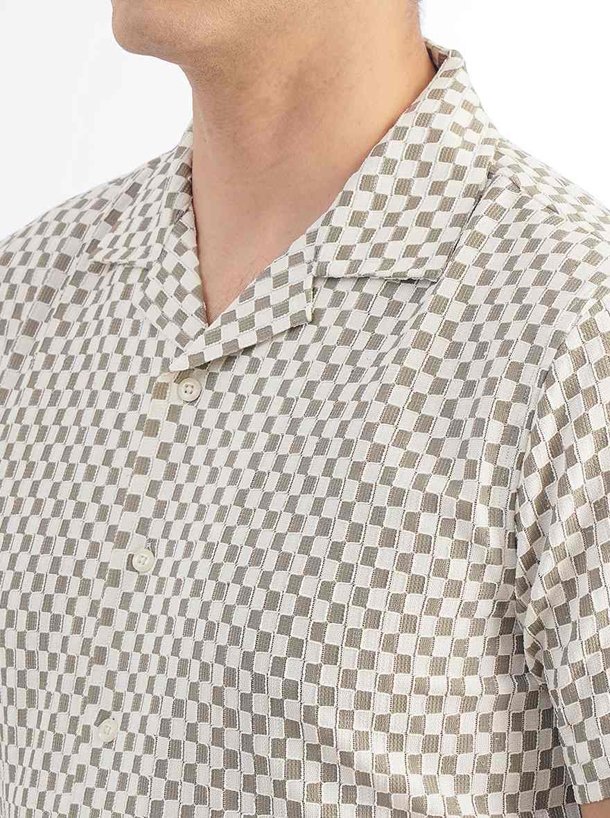 Grey Striped Slim Fit Casual Shirt | pehervi