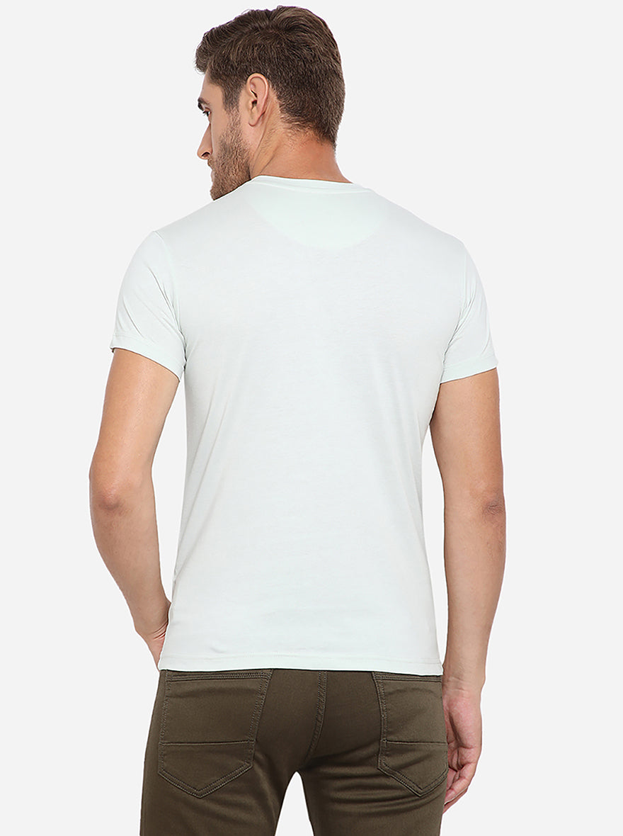 Light Green Printed Slim Fit T-Shirt | pehervi