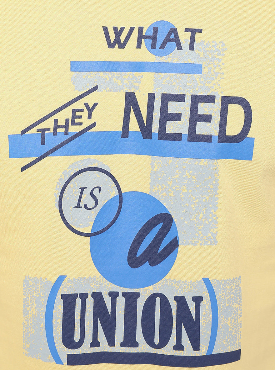 Light Yellow Printed Slim Fit T-Shirt | pehervi