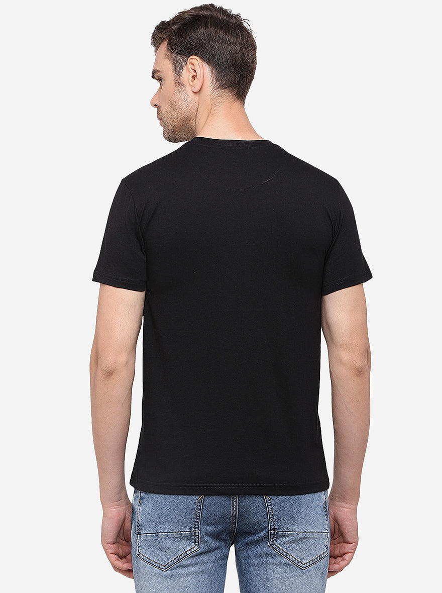 Black Printed Slim Fit T-Shirt | pehervi