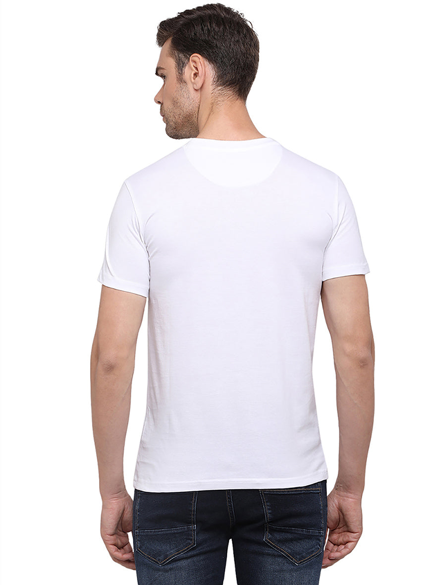 White Printed Slim Fit T-Shirt | pehervi