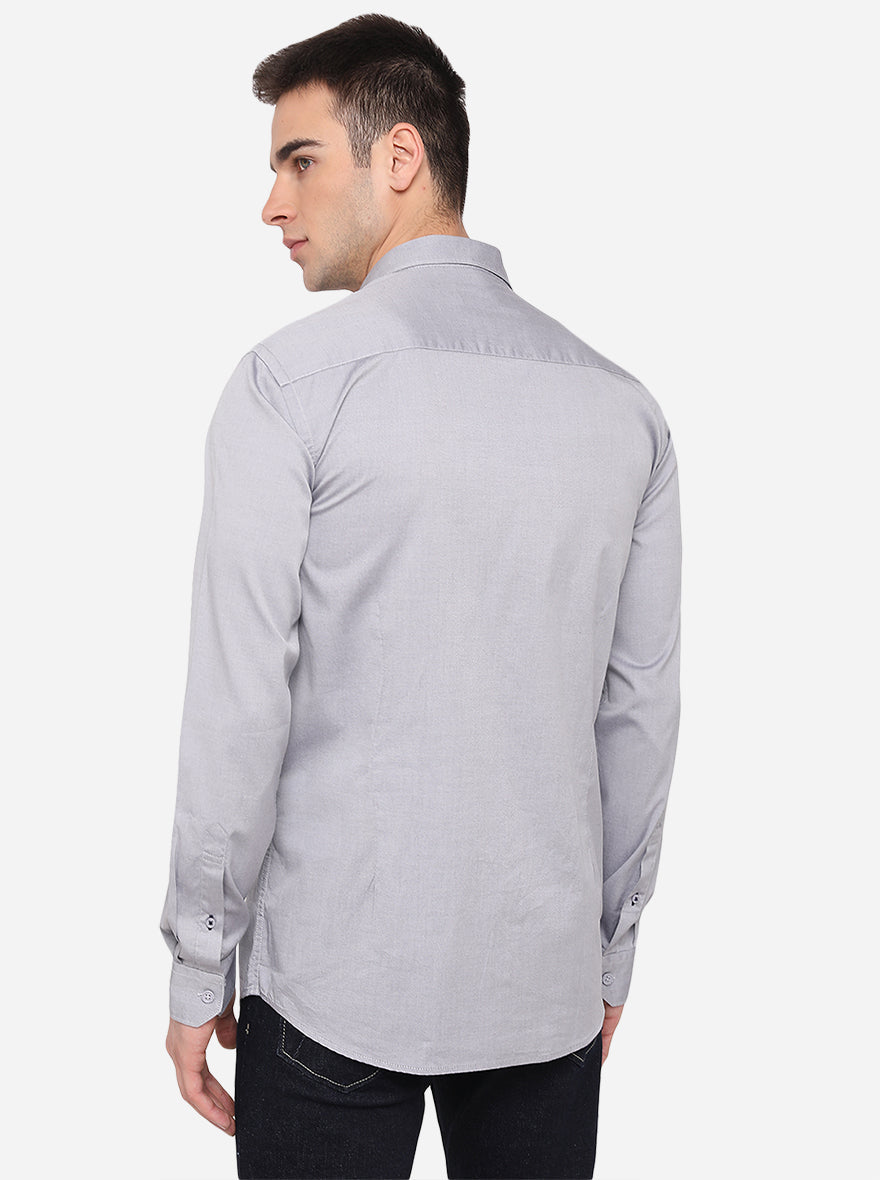 Grey Solid Slim Fit Semi Casual Shirt | Pehervi
