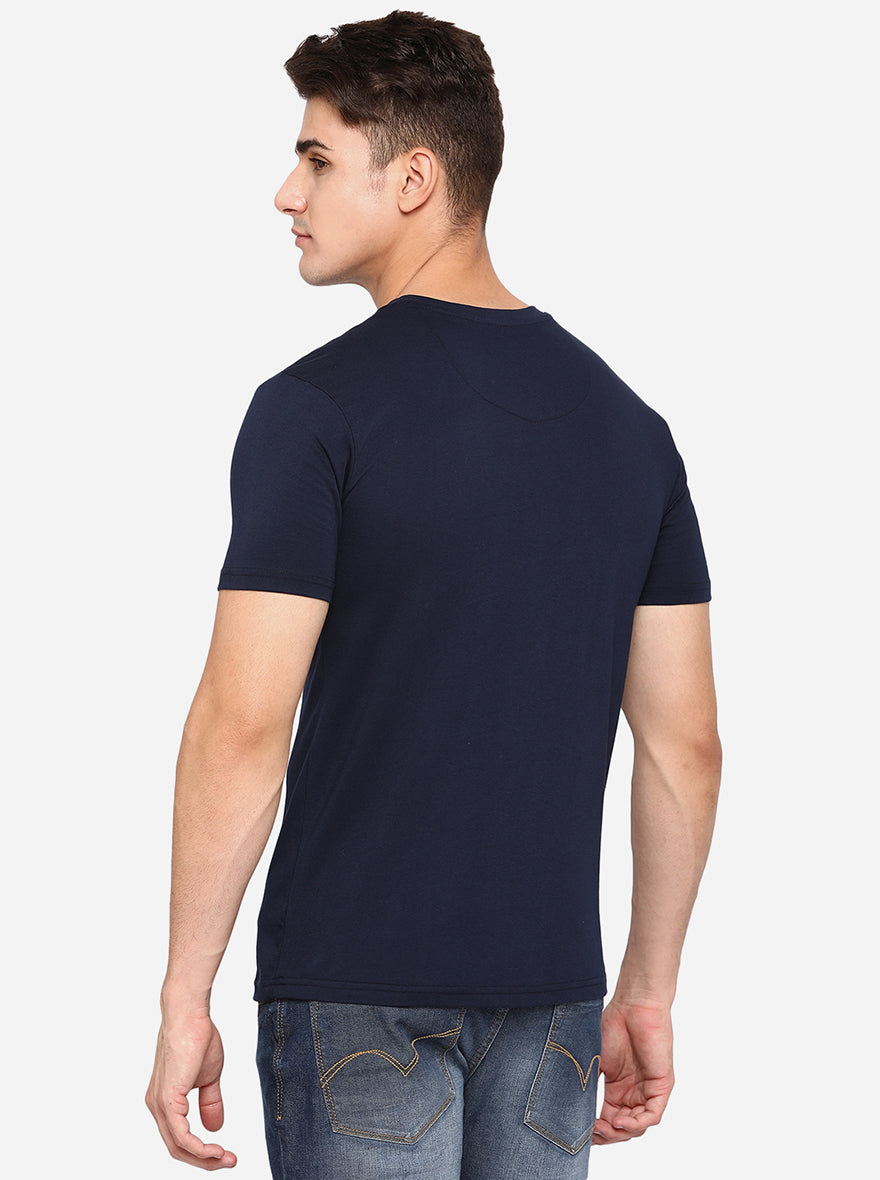 Navy Blue Solid T-Shirt | pehervi