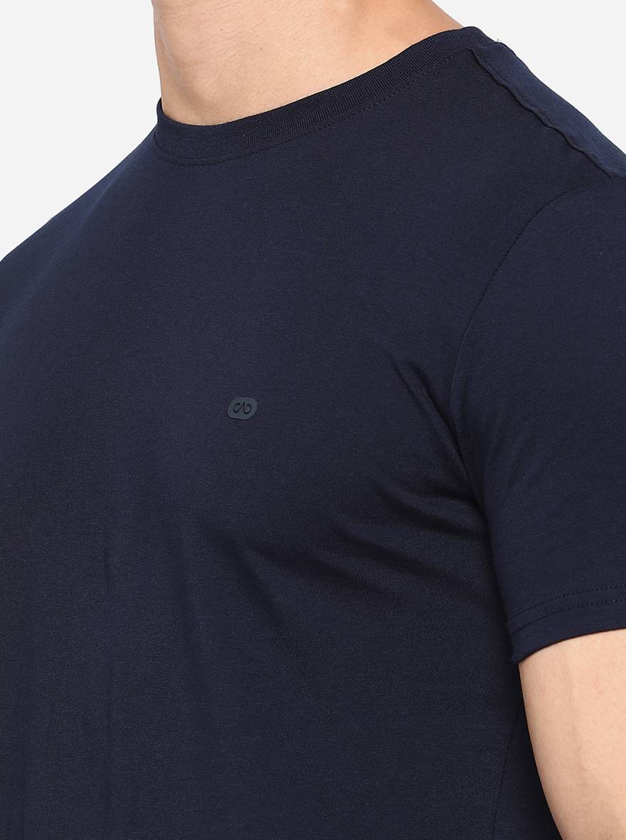Navy Blue Solid T-Shirt | pehervi