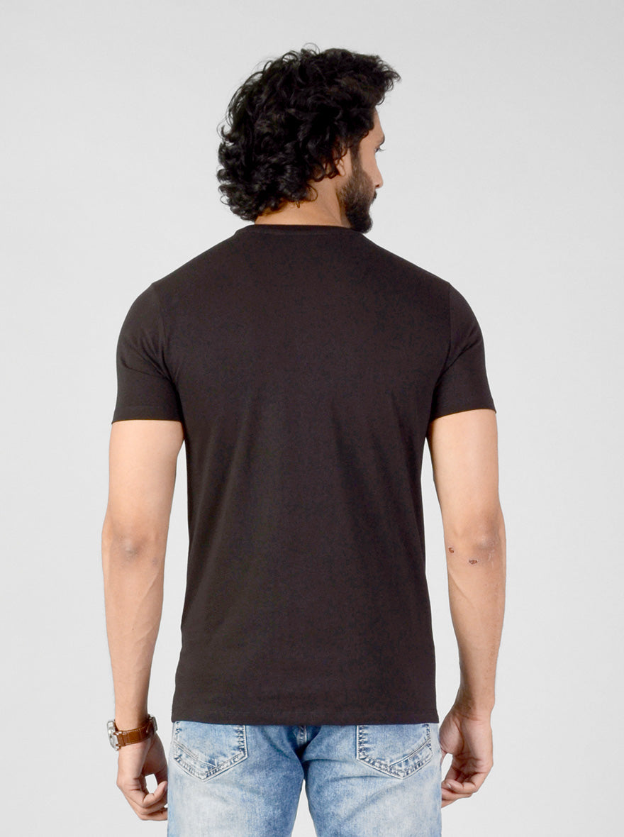 Black Printed Slim Fit T-shirt | pehervi