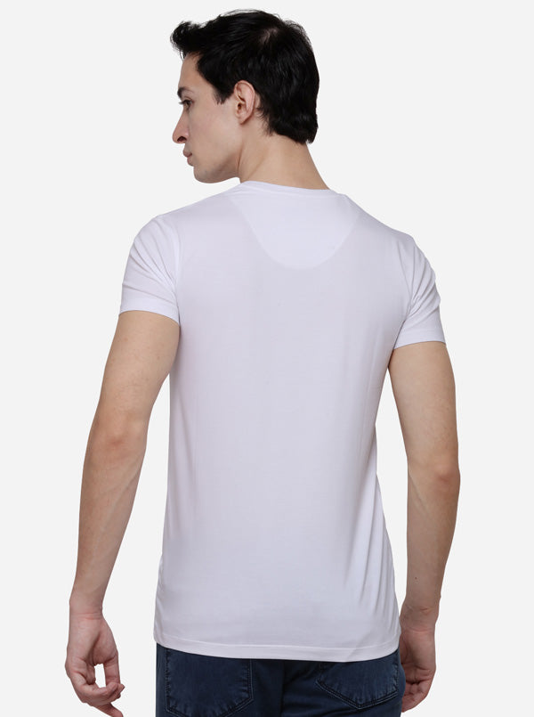 White Slim Fit Solid T-Shirt | pehervi