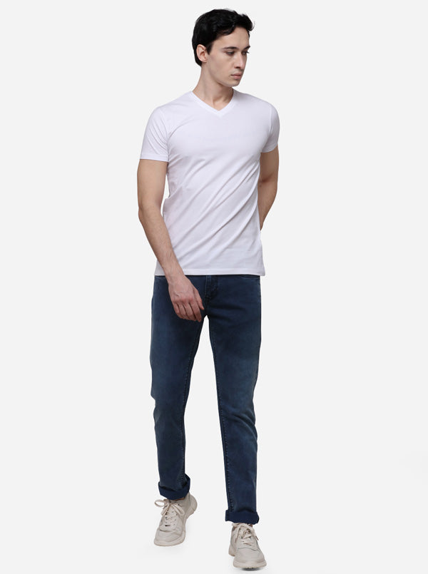 White Slim Fit Solid T-Shirt | pehervi