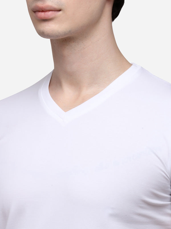 White Slim Fit Solid T-Shirt | pehervi