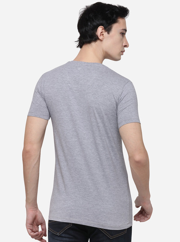 Grey Slim Fit Solid T-Shirt | pehervi