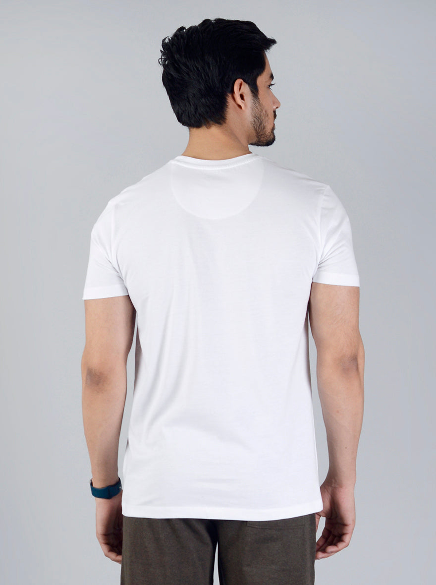 White Solid Slim Fit T-Shirt | pehervi