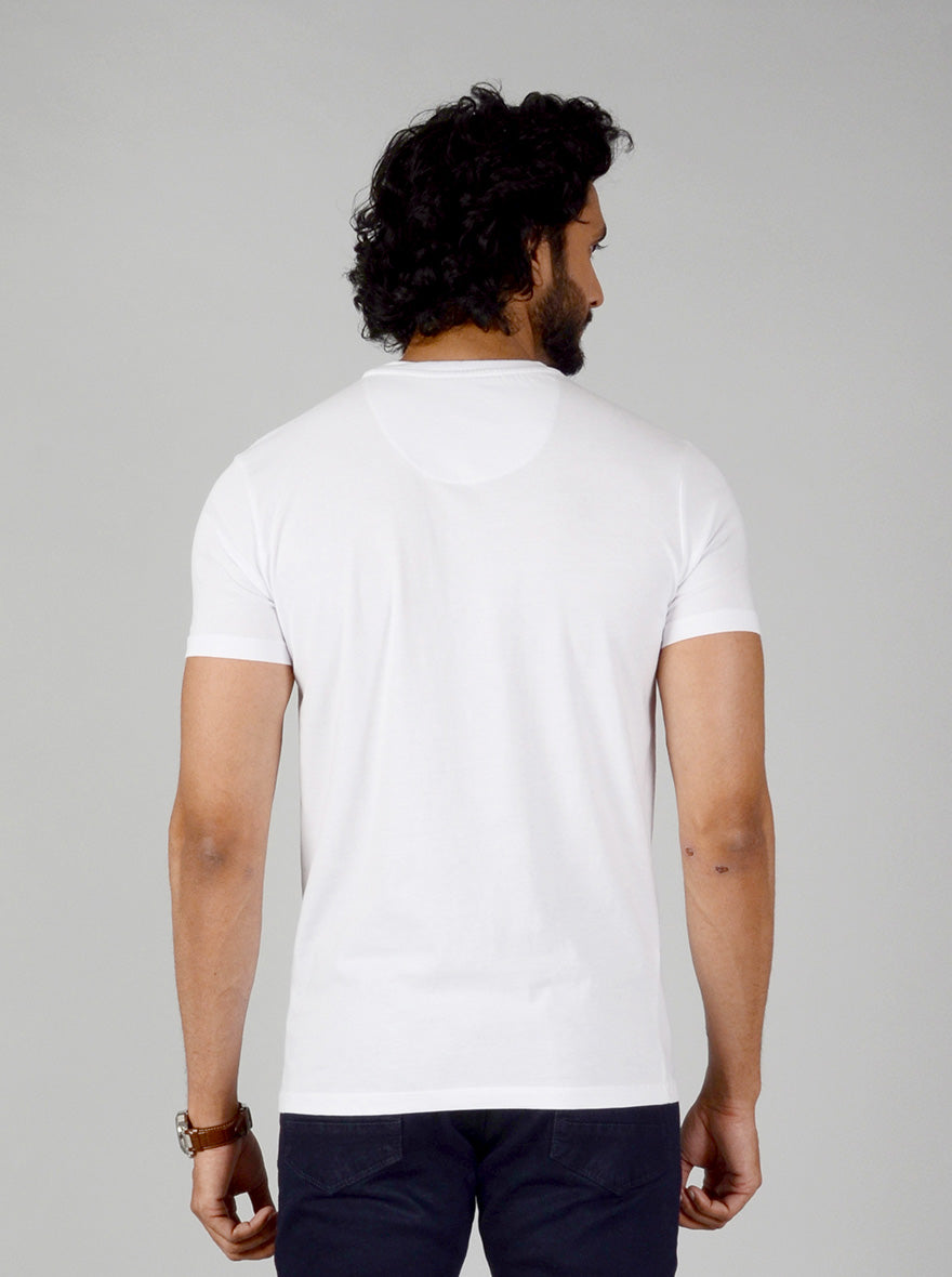 White Printed Slim Fit T-shirt | pehervi