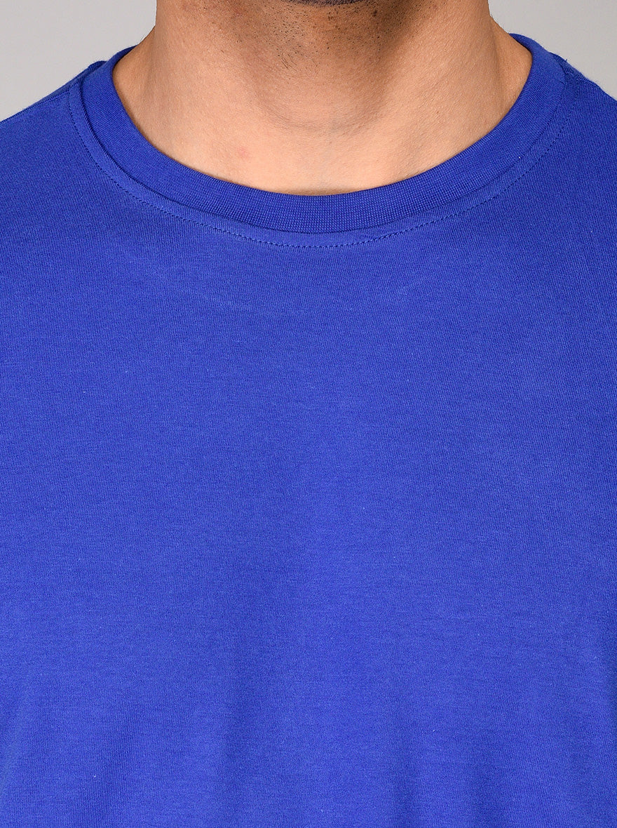 Blue Slim Fit Round Neck T-shirt | pehervi