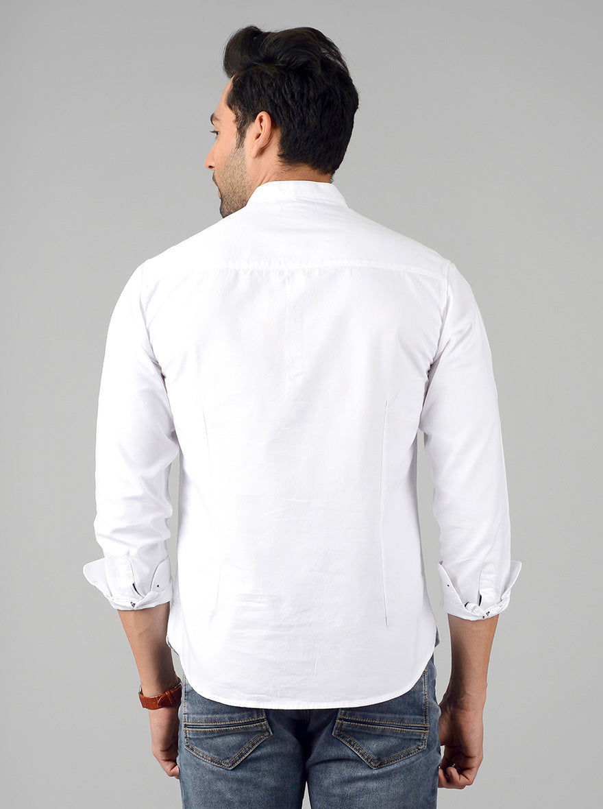 Bright White Solid Slim Fit Short Kurta | Pehervi
