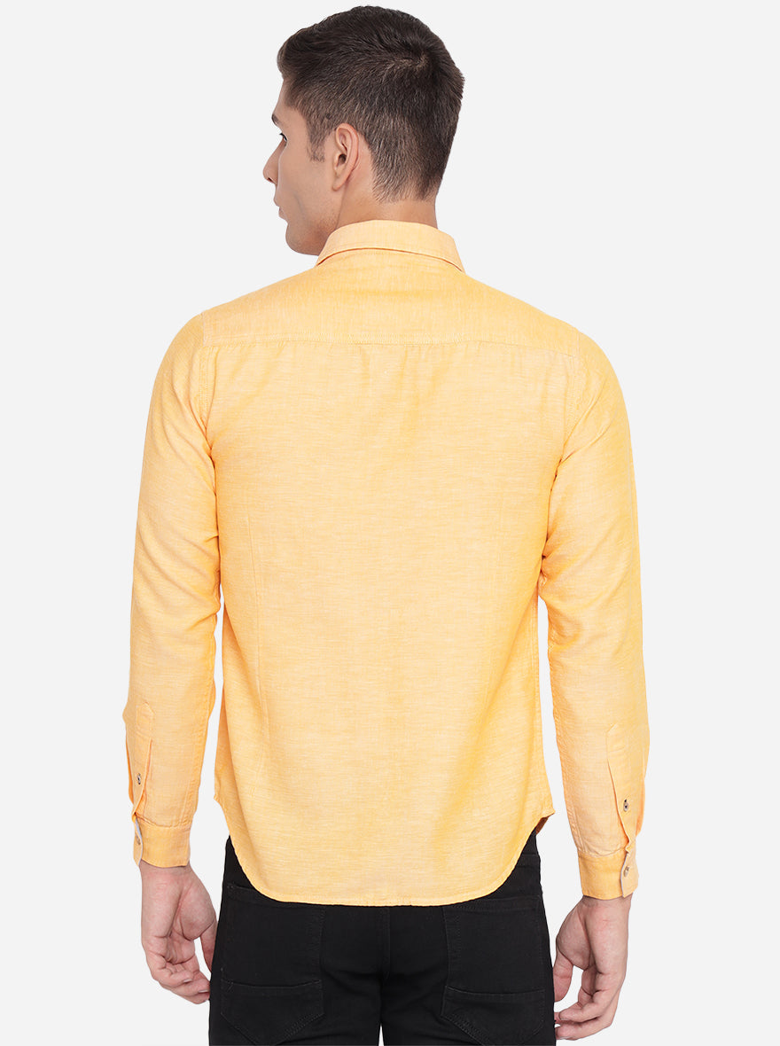 Pumkin Orange Solid Slim Fit Semi Casual Shirt | Pehervi